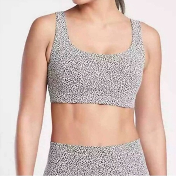 Athleta Other - Athleta White and Black Speckled Scoop-Neck Sports Bra